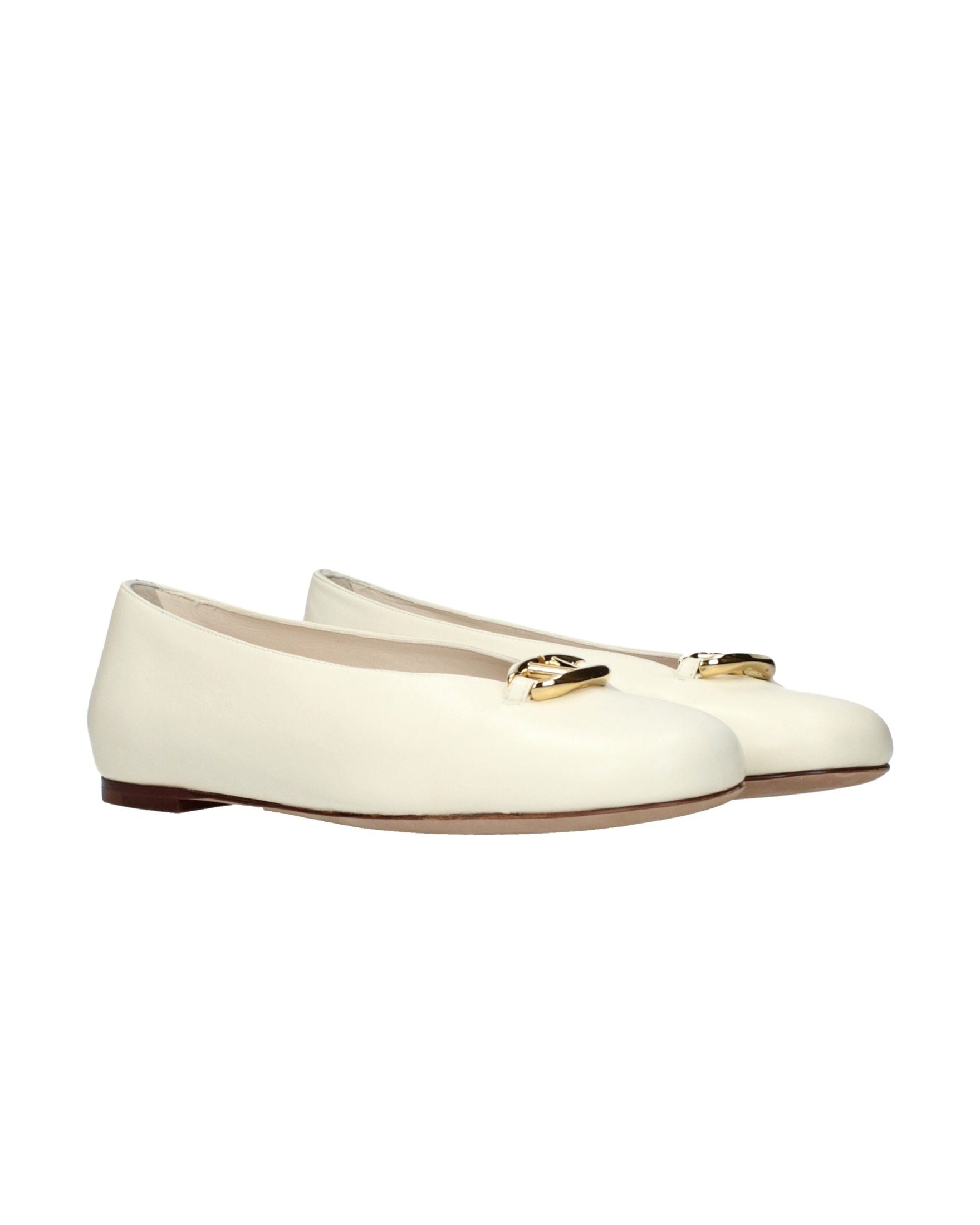 Valentino Garavani Beige Leather Ballet Flats Glam Steals