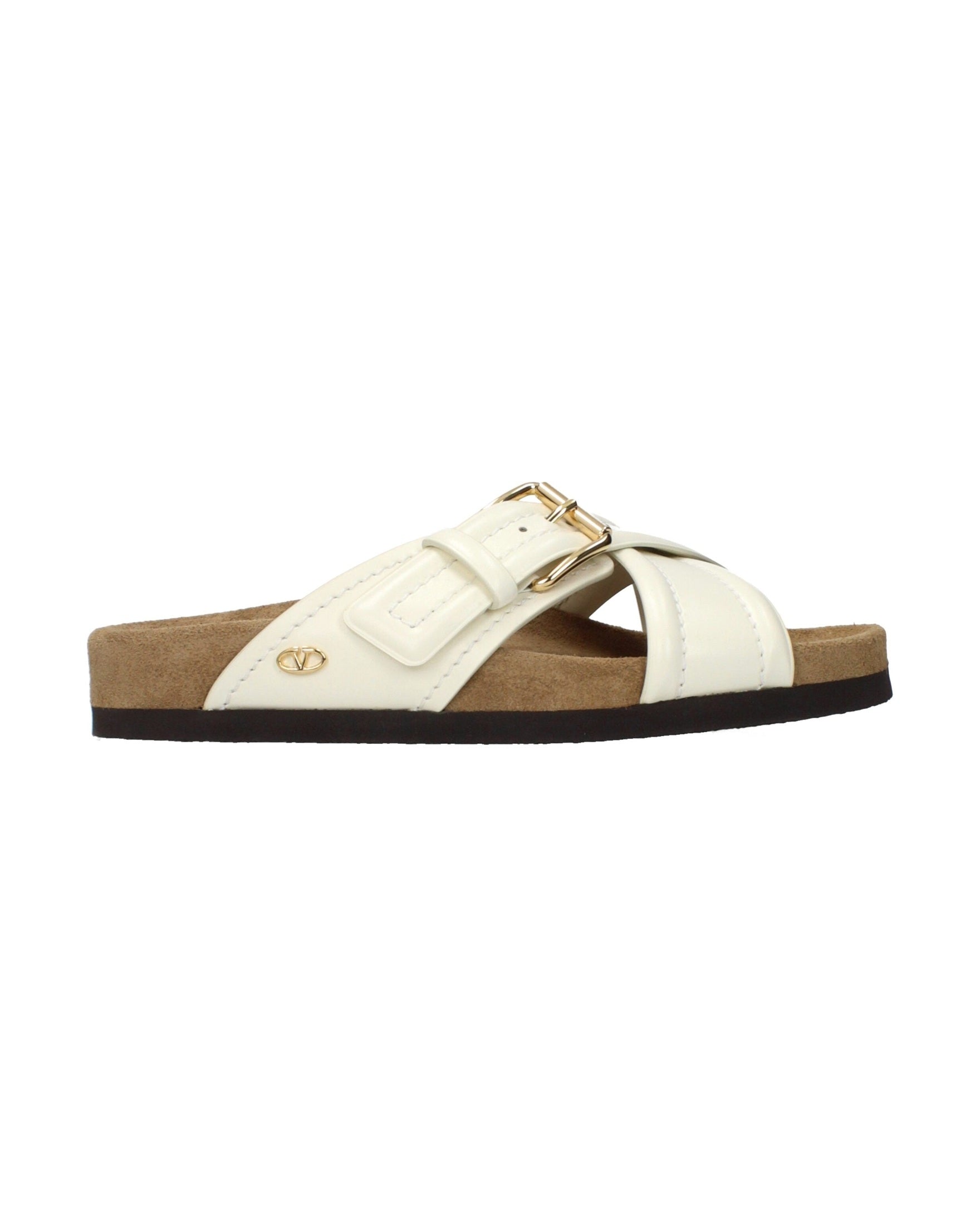 Valentino Garavani Beige Leather Slippers Flats
