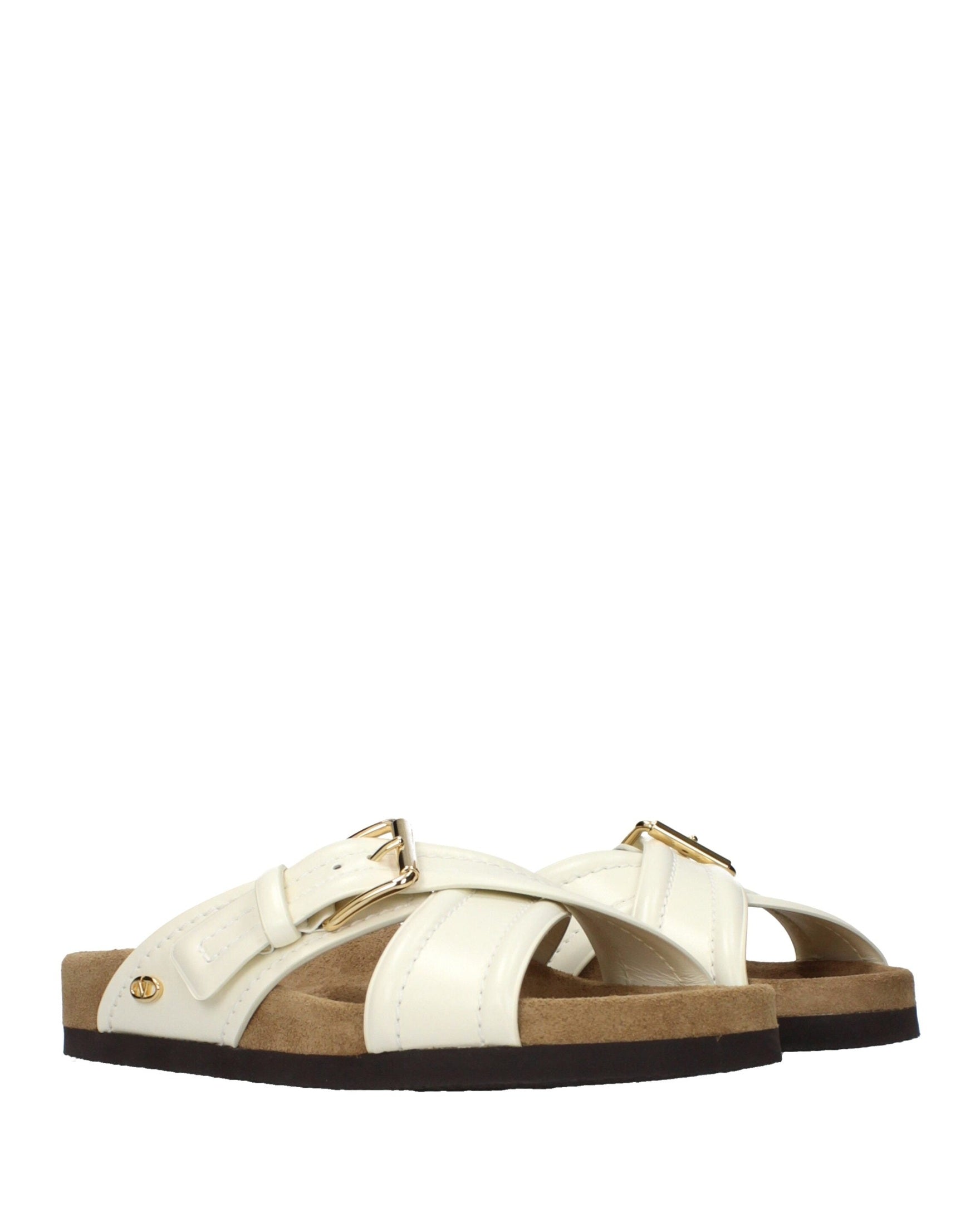 Valentino Garavani Beige Leather Slippers Flats