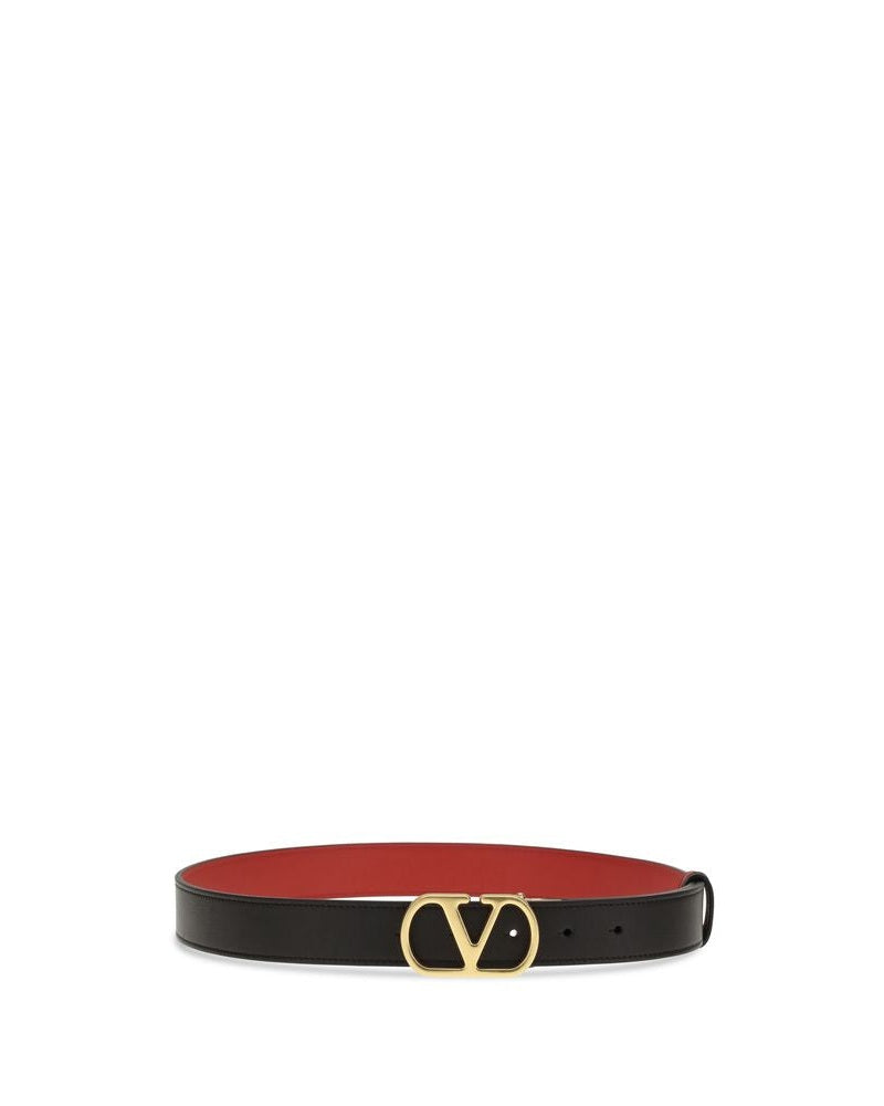 Valentino Garavani Black Calf Leather Bos Taurus Belt Belts