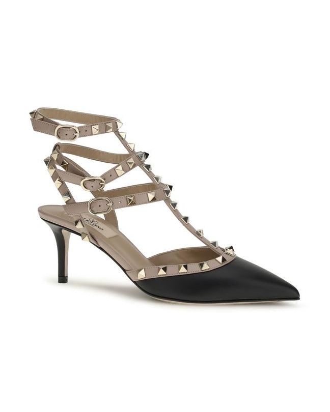 Valentino Garavani Black Calf Leather Bos Taurus Mid Heel Pumps Glam Steals