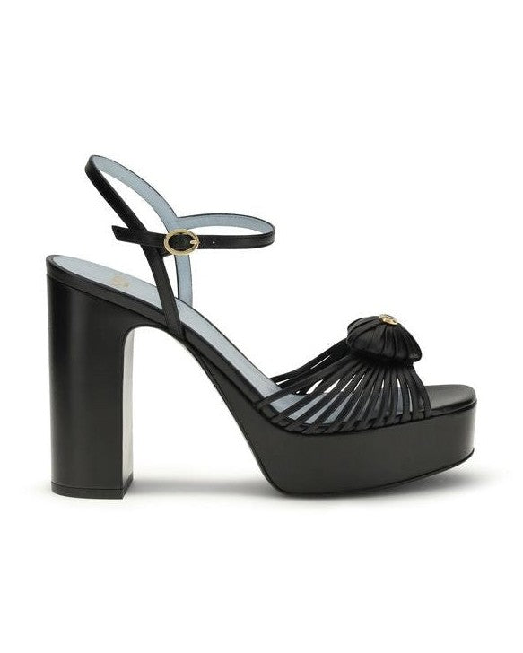 Valentino Garavani Black Calf Leather Bos Taurus Platform Sandals Glam Steals