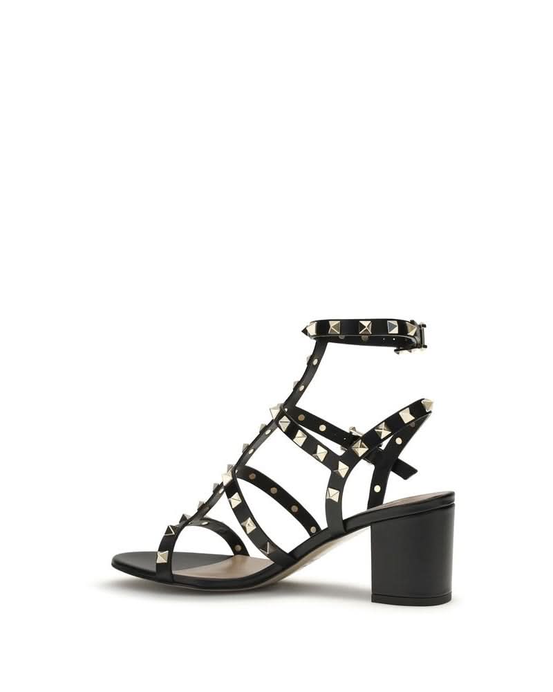 Valentino Garavani Black Calf Leather Bos Taurus Platform Sandals