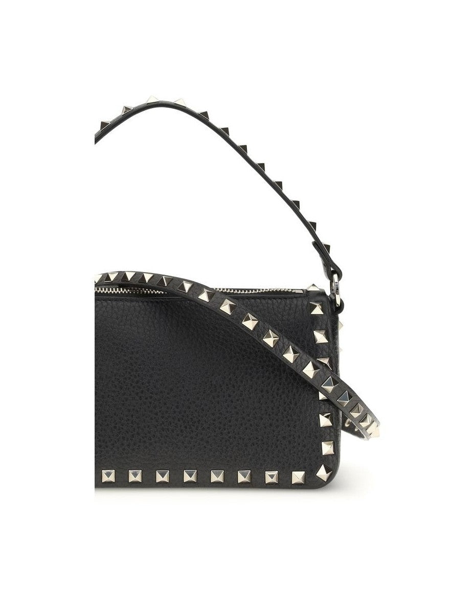 Valentino Garavani Black Calf Leather Bos Taurus Shoulder Bag