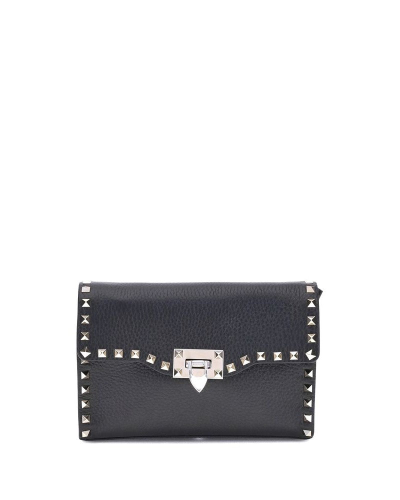 Valentino Garavani Black Calf Leather Bos Taurus Shoulder Bag Glam Steals