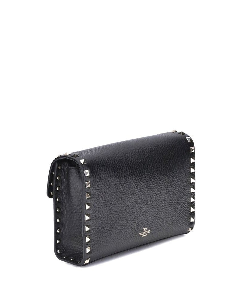 Valentino Garavani Black Calf Leather Bos Taurus Shoulder Bag Glam Steals