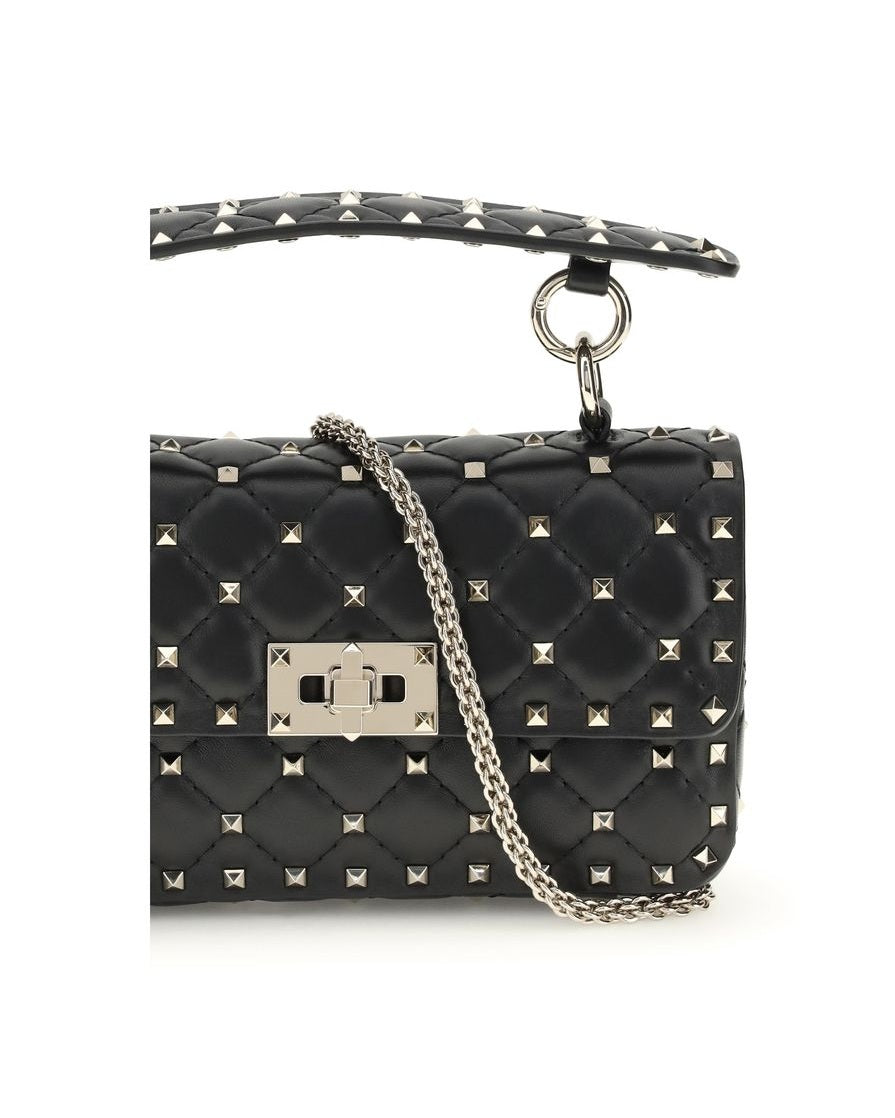 Valentino Garavani Black Calf Leather Bos Taurus Shoulder Bag