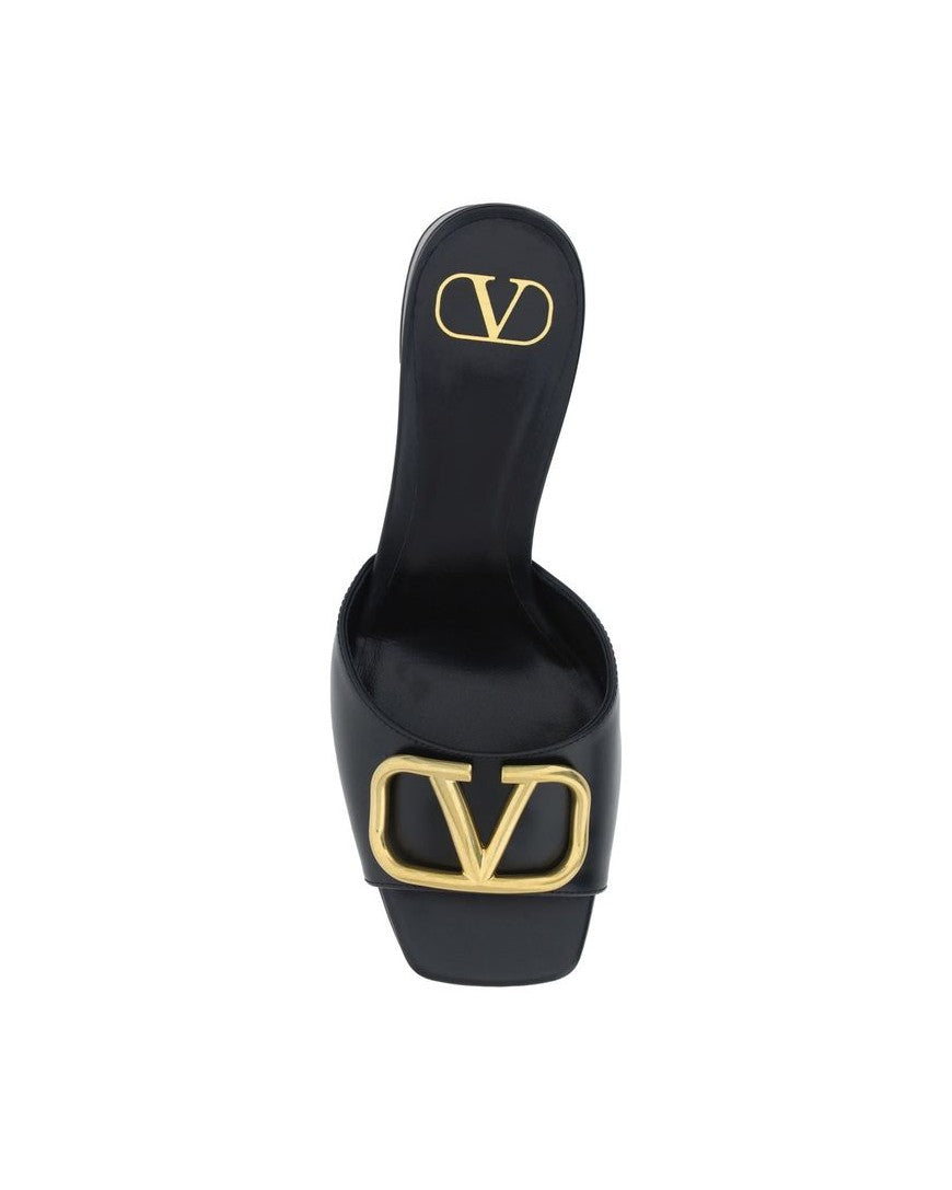 Valentino Garavani Black Calfskin Flat Sandals Glam Steals