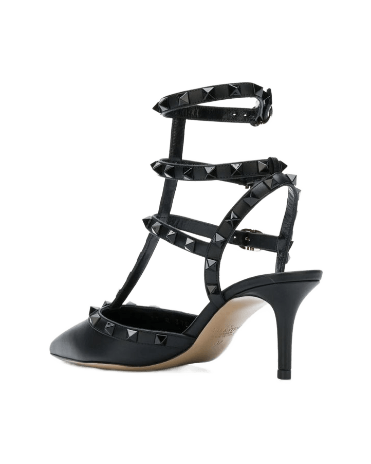 Valentino Garavani Black Calfskin Mid Heels Glam Steals