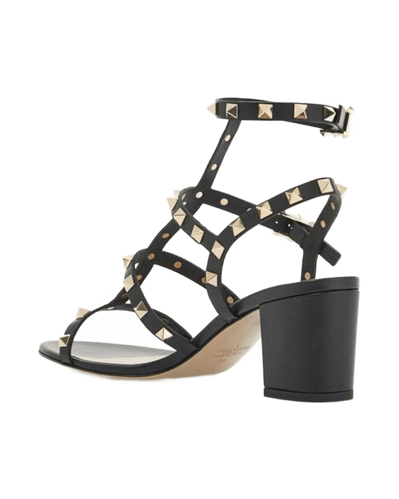 Valentino Garavani Black Calfskin Rockstud Sandals for Women Glam Steals