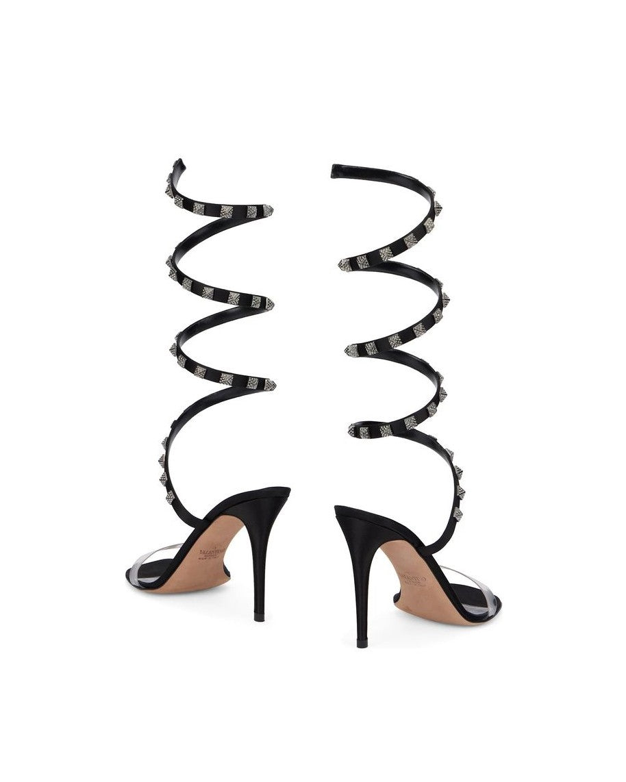 Valentino Garavani Black Leather Lamb Stiletto Heel Sandals Glam Steals
