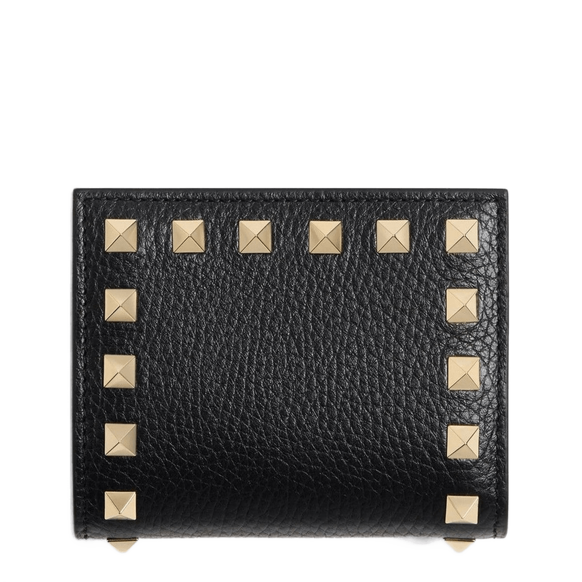 Valentino Garavani Black Leather Rockstud Compact Wallet Glam Steals