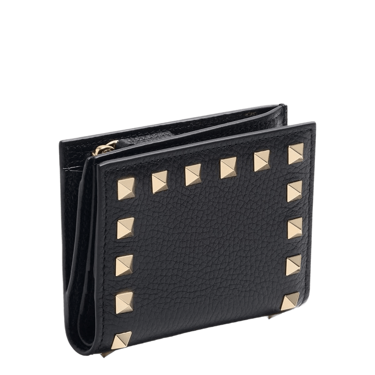 Valentino Garavani Black Leather Rockstud Compact Wallet Glam Steals