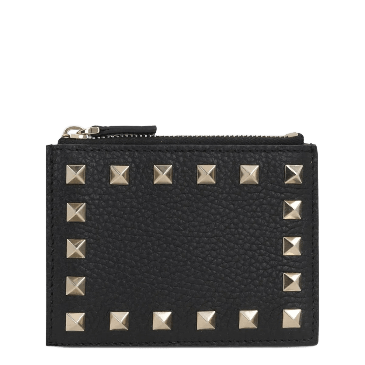 Valentino Garavani Black Leather Rockstud Zipped Card Holder Glam Steals