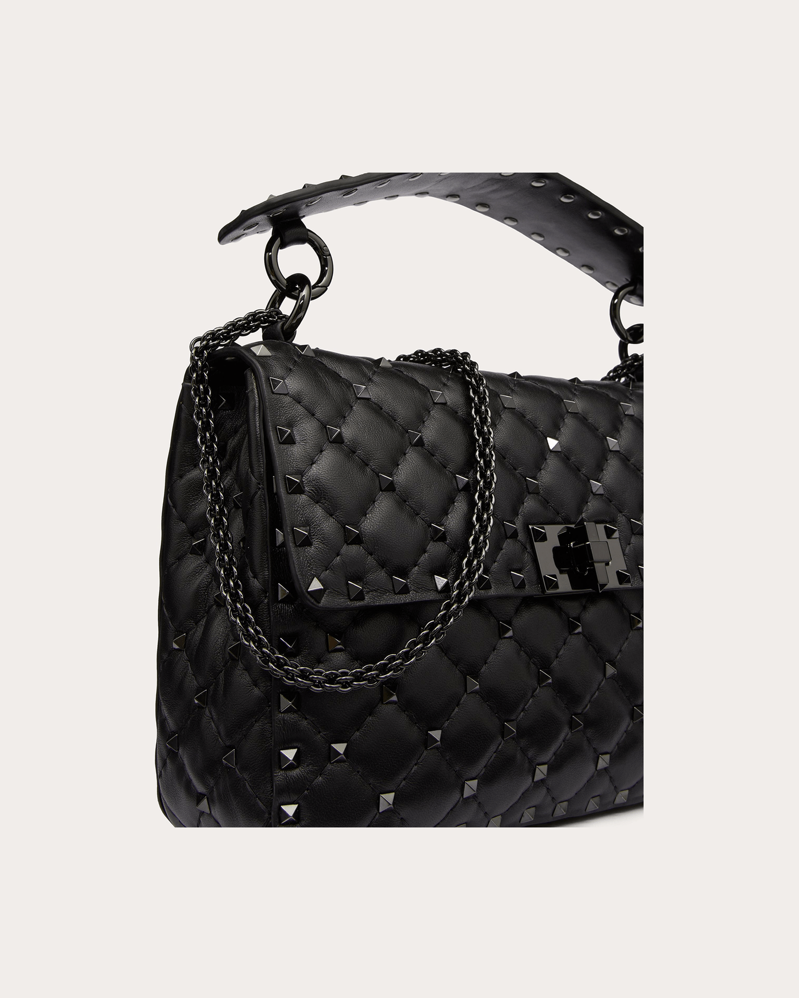 Valentino Garavani Nappa Leather Medium Rockstudt Spike Black Bag Glam Steals