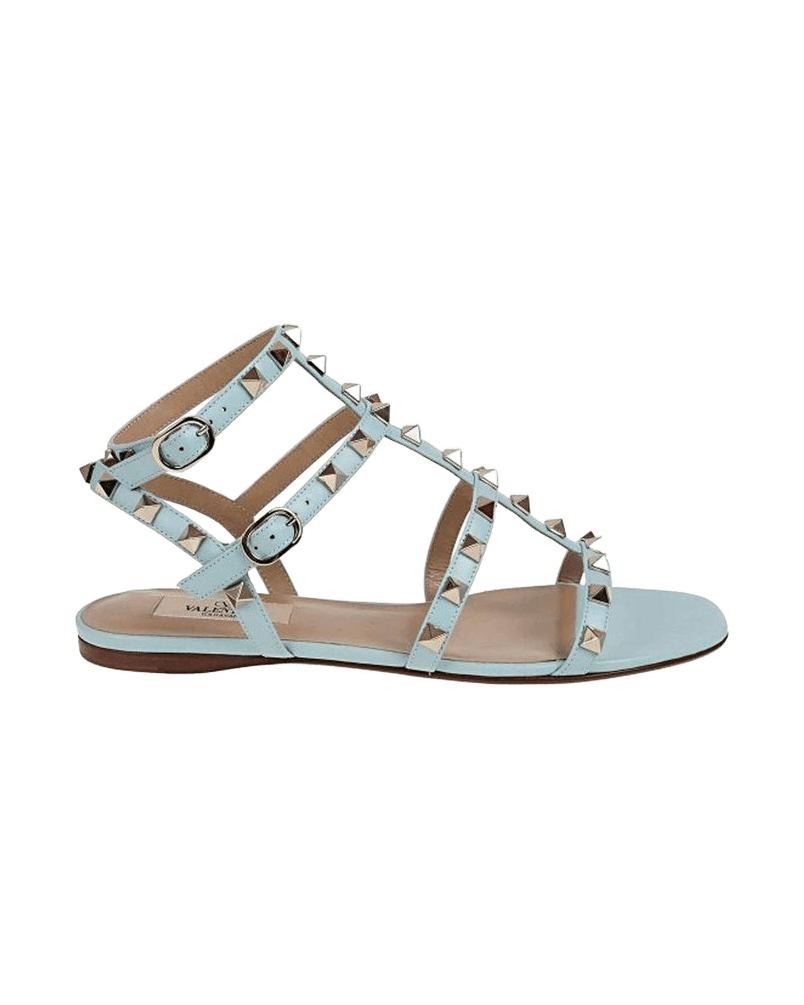 Valentino Garavani Blue Calfskin Studded Sandals Glam Steals