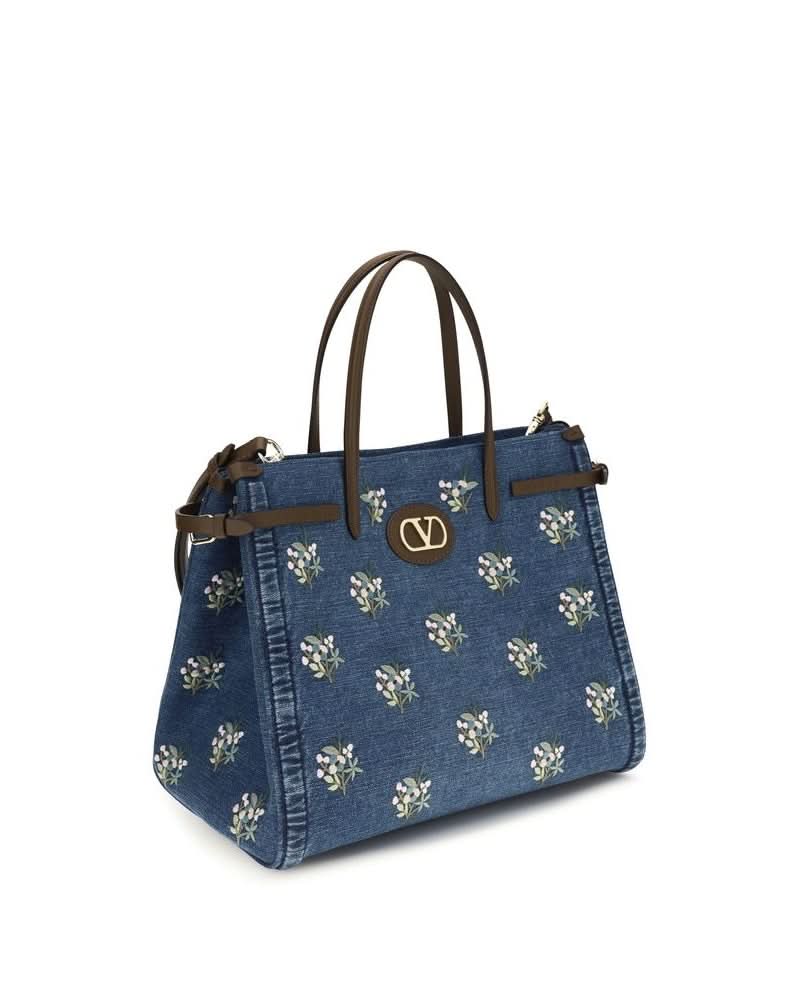 Valentino Garavani Blue Cotton Shoulder Bag Glam Steals