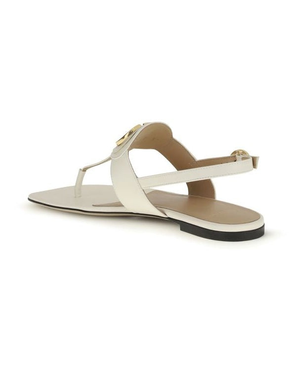 Valentino Garavani Cream Calf Leather Bos Taurus Flat Sandals Glam Steals