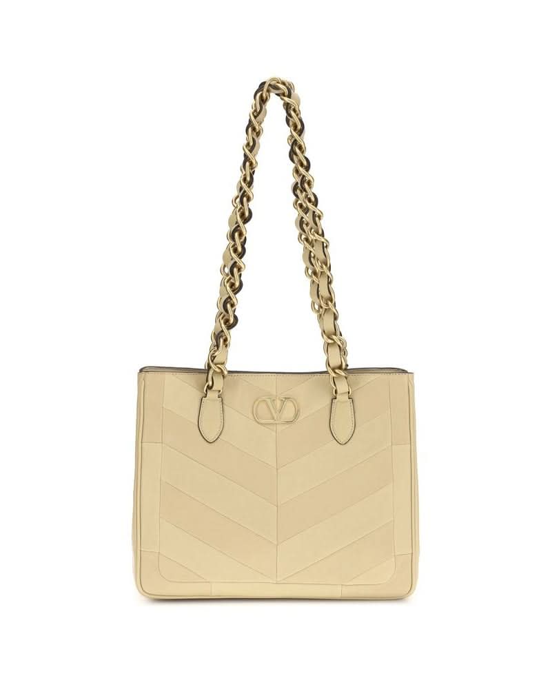 Valentino Garavani Gold Calf Leather Bos Taurus Shoulder Bag