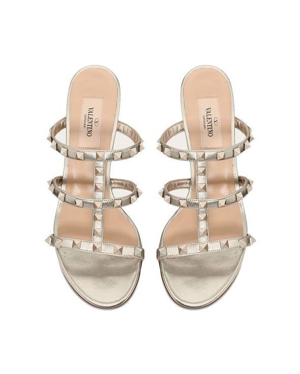 Valentino Garavani Gold Calfskin Mules Glam Steals