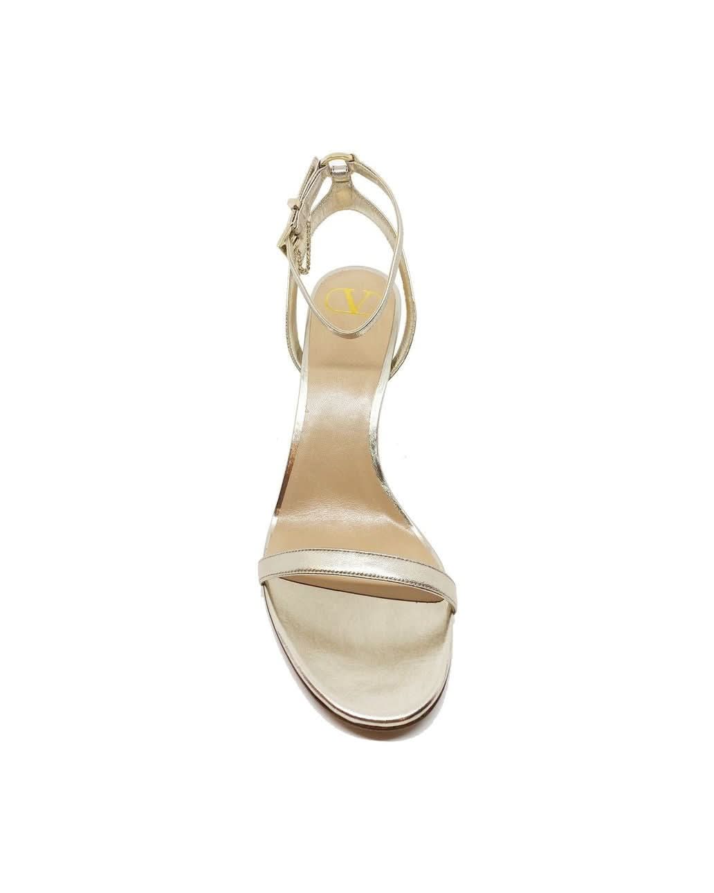 Valentino Garavani Gold Leather Stiletto Heel Sandals Heels