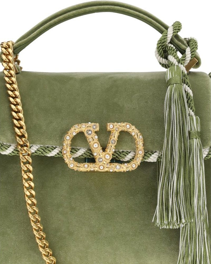 Valentino Garavani Green Calf Leather Bos Taurus Shoulder Bag Glam Steals