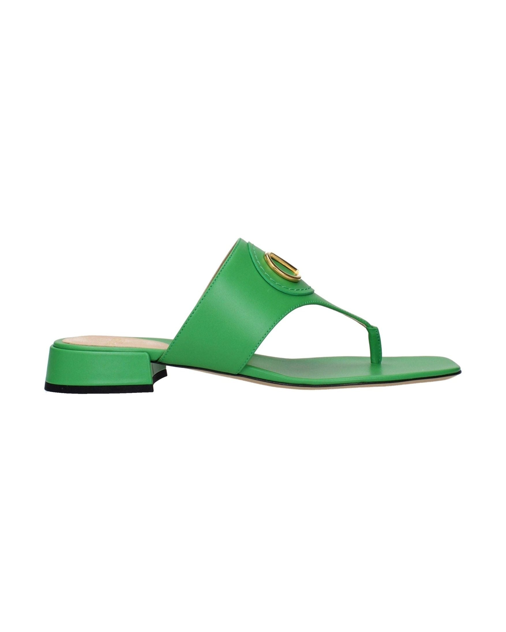 Valentino Garavani Green Leather Flip Flop Glam Steals