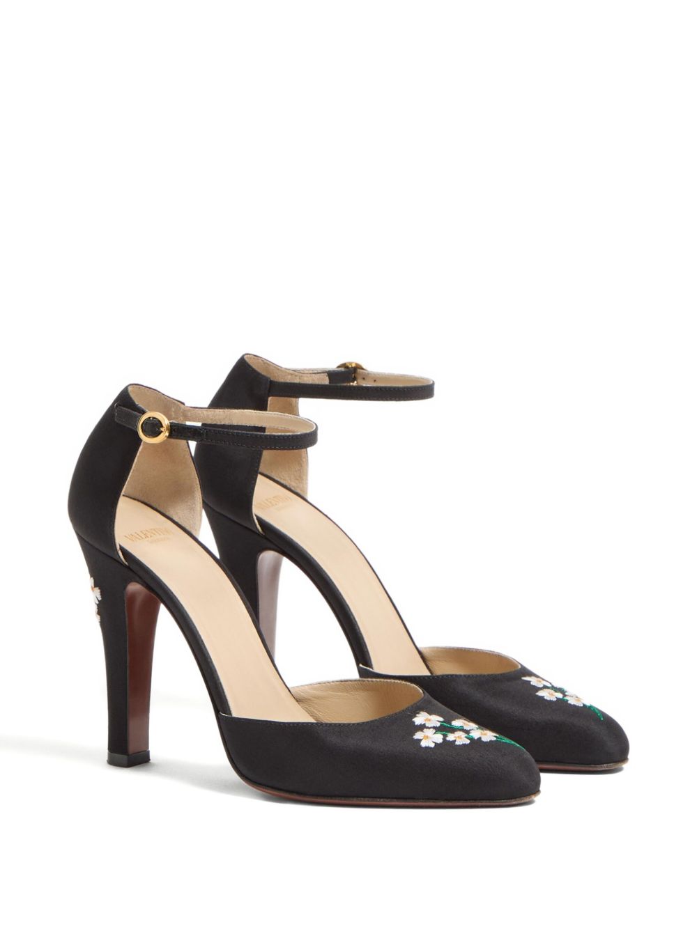Valentino Garavani Hi Dolly Pumps in Fabric with Floral Embroidery 105mm Glam Steals
