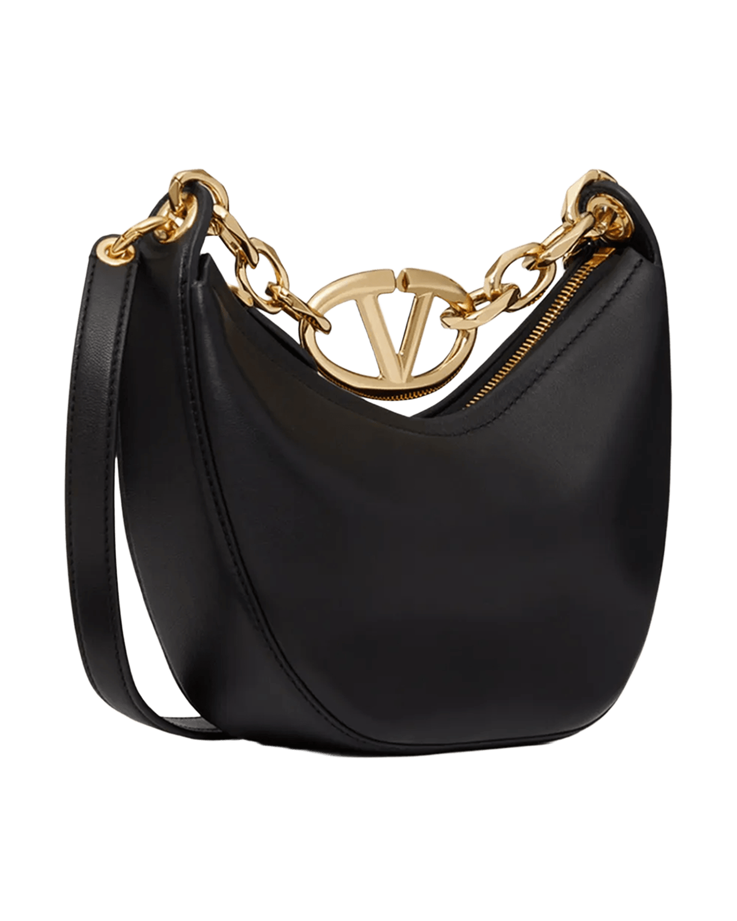 Valentino Garavani Black Leather Mini Hobo Vlogo Shoulder Bag Glam Steals