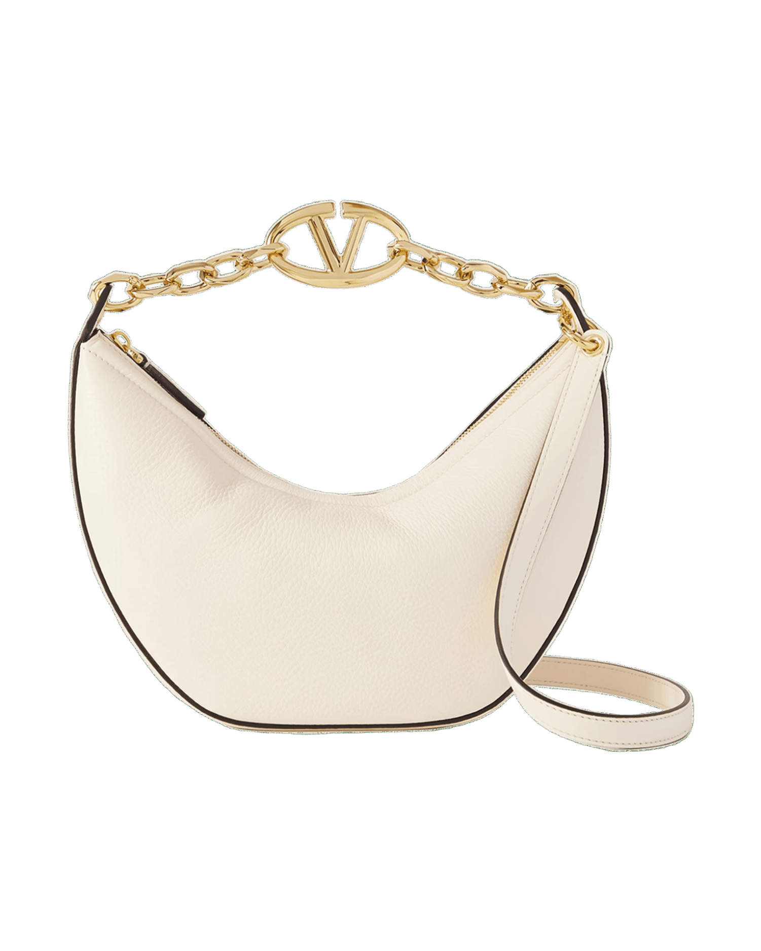 Valentino Garavani Ivory Leather Small Hobo Vlogo Shoulder Bag Glam Steals