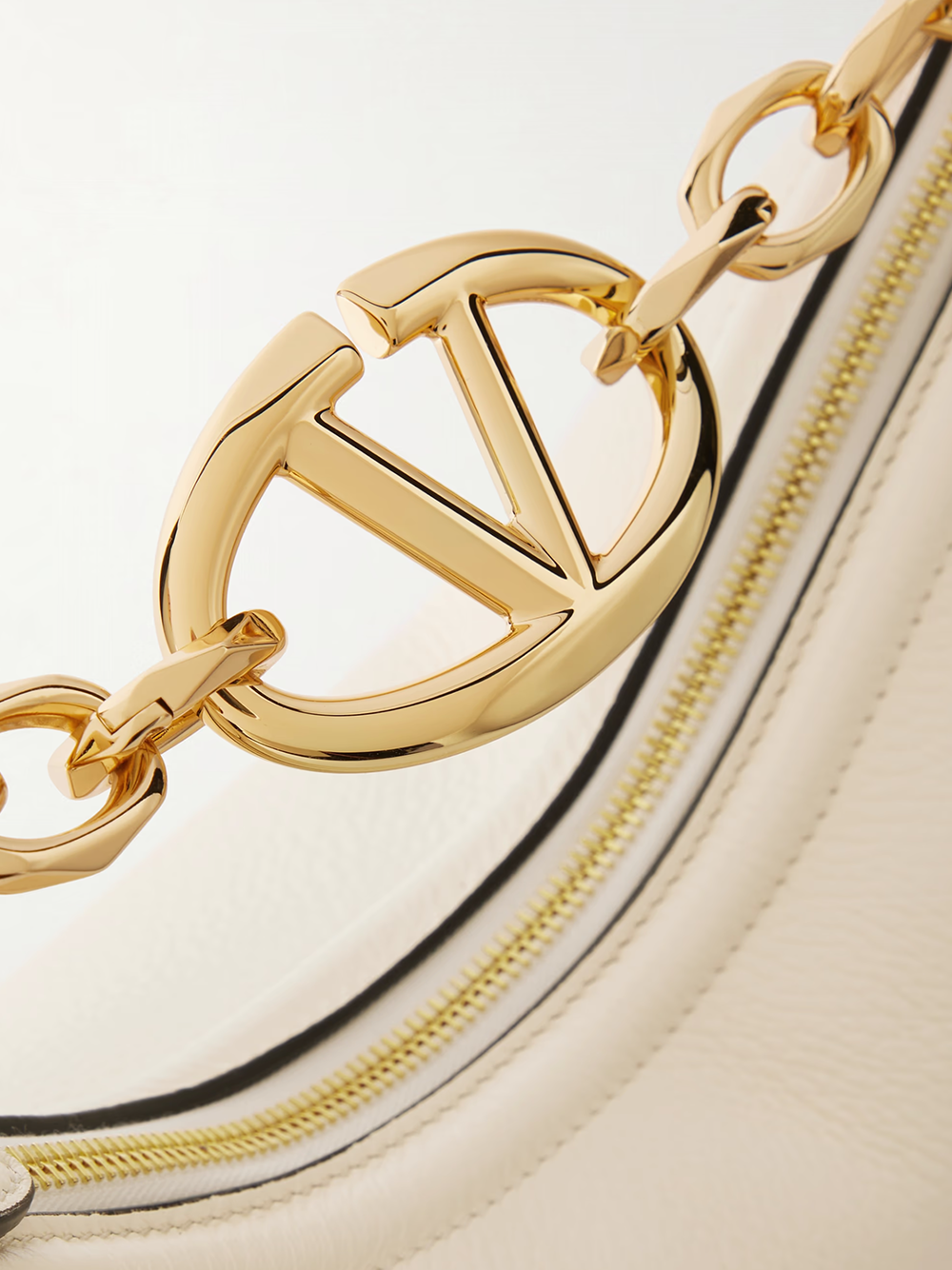 Valentino Garavani Leather Small Hobo Vlogo Shoulder Ivory Bag Glam Steals