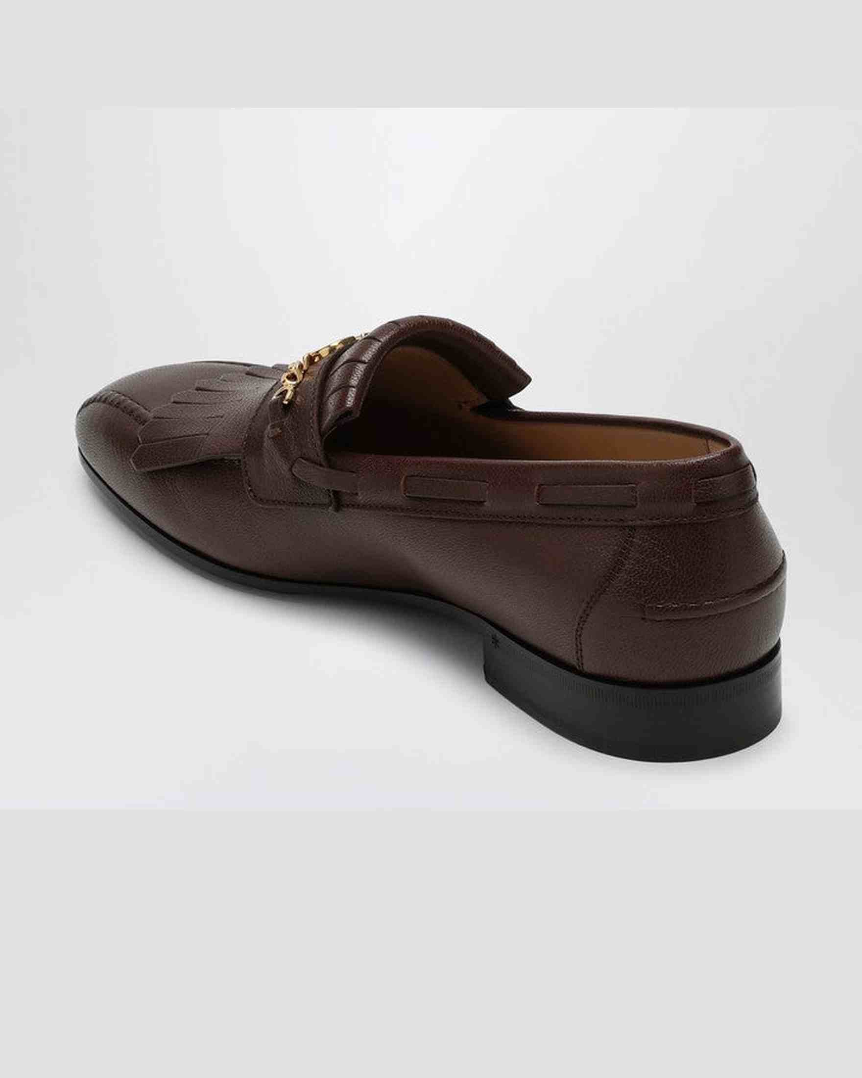 Valentino Garavani Moccasin Vlogo Signature Coffee Color with Fringes Glam Steals