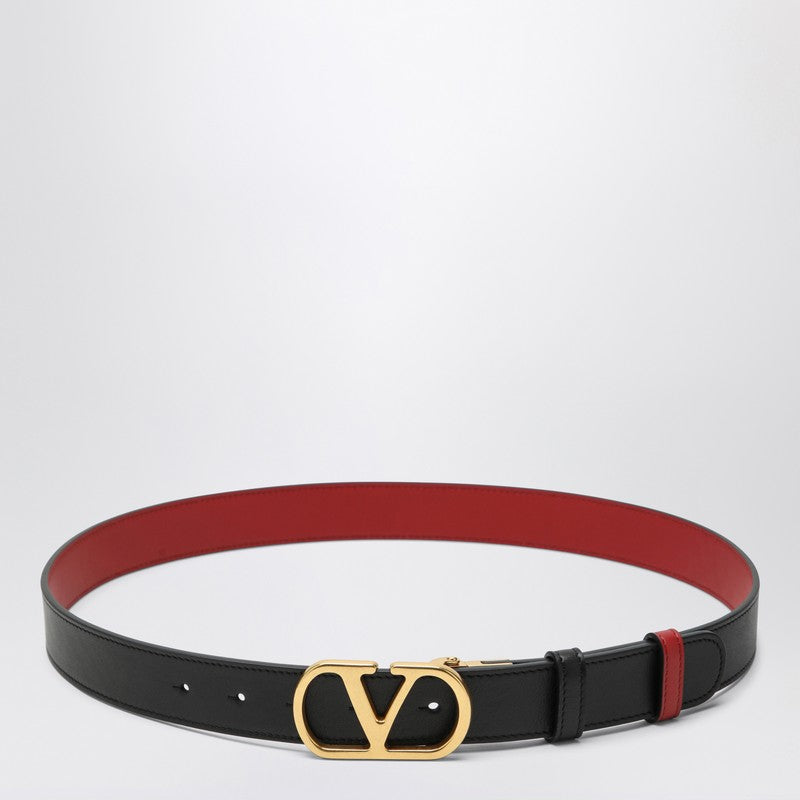 Valentino Garavani Reversible Vlogo Signature Belt in Black/red Glam Steals