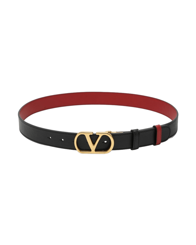 Valentino Garavani Reversible Vlogo Signature Belt in Black Glam Steals