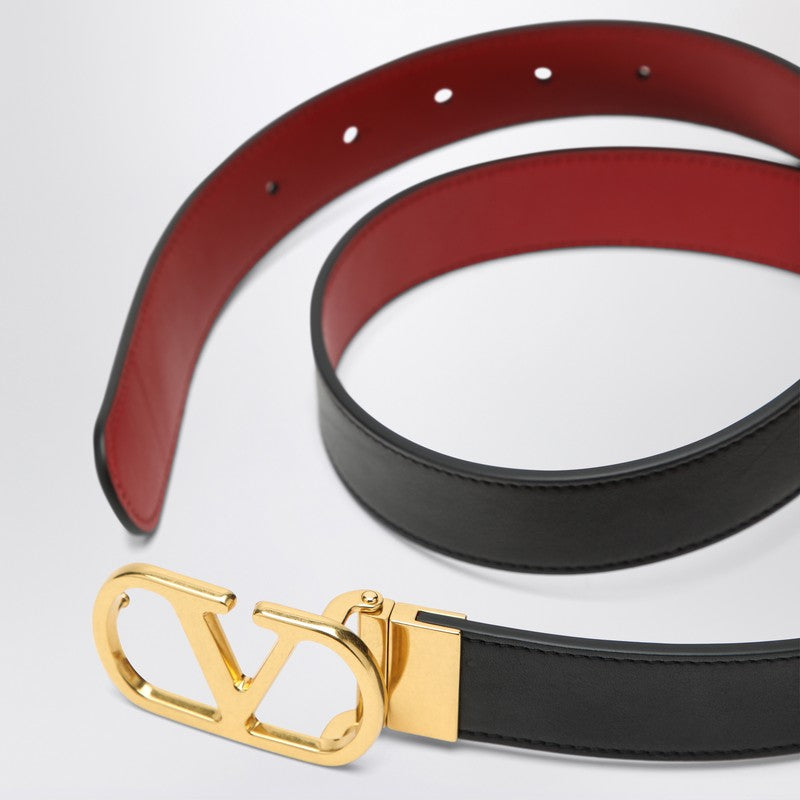 Valentino Garavani Reversible Vlogo Signature Belt in Black/red Glam Steals