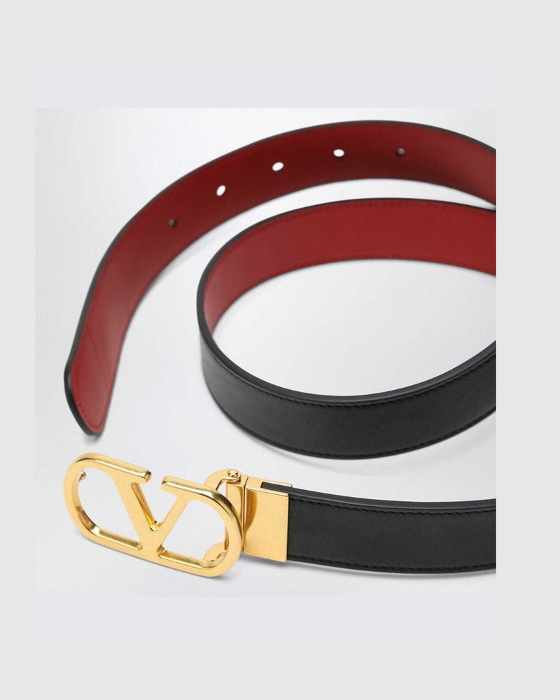 Valentino Garavani Reversible Vlogo Signature Belt in Black/red Glam Steals