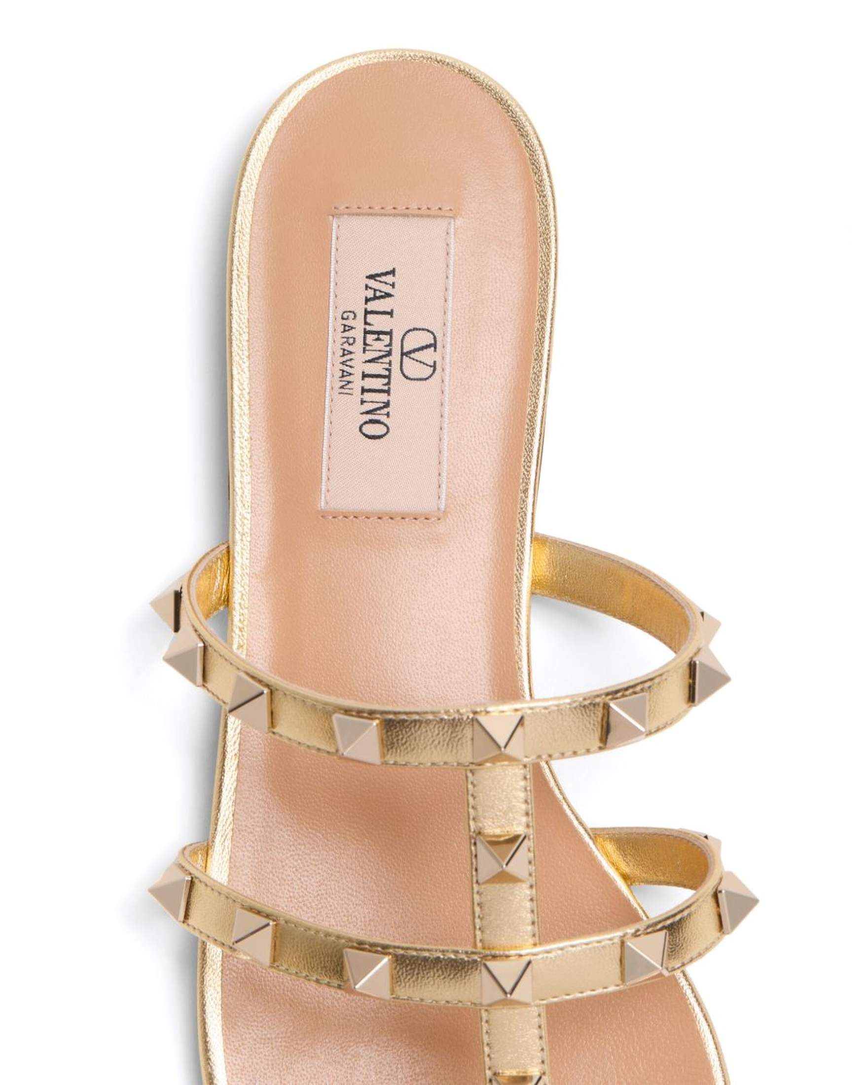 Valentino Garavani Slide Rockstud Sandals in Laminated Nappa Glam Steals
