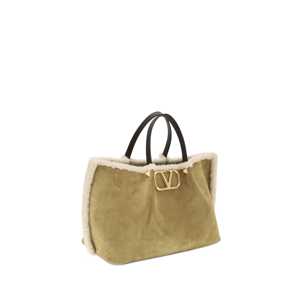 Valentino Garavani Suede and sheepskin medium Tote Bag Glam Steals