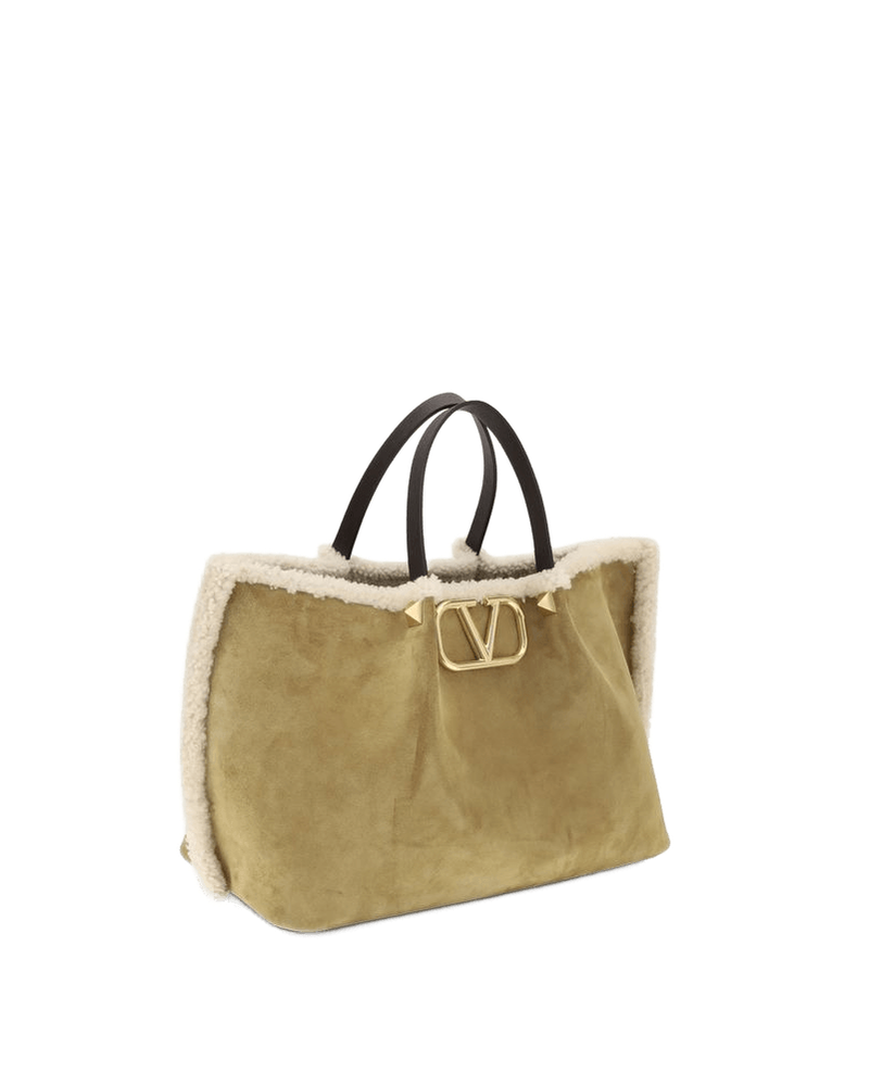 Valentino Garavani Suede and sheepskin medium Tote Bag Glam Steals
