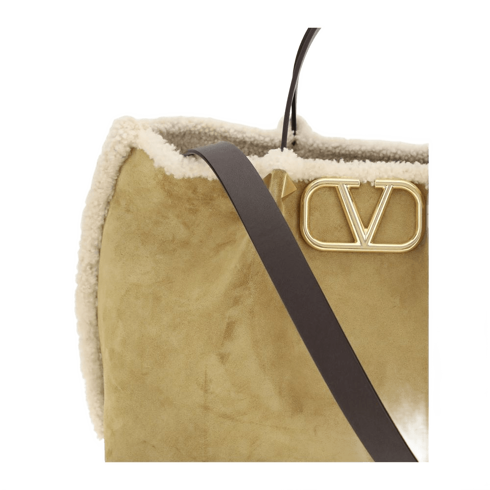 Valentino Garavani Suede and sheepskin medium Tote Bag Glam Steals