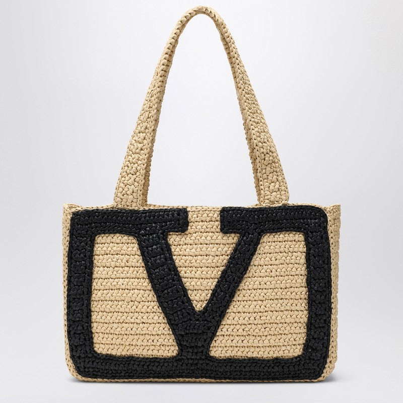 Valentino Garavani Viva Superstar Crochet Medium Natural/black Bag Glam Steals
