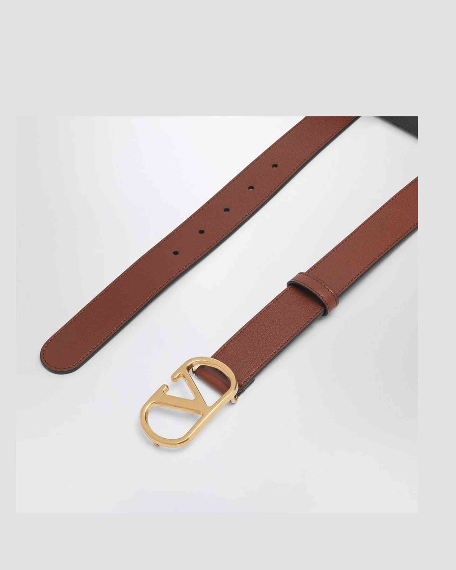 Valentino Garavani Vlogo Signature Deep Caramel Belt Glam Steals