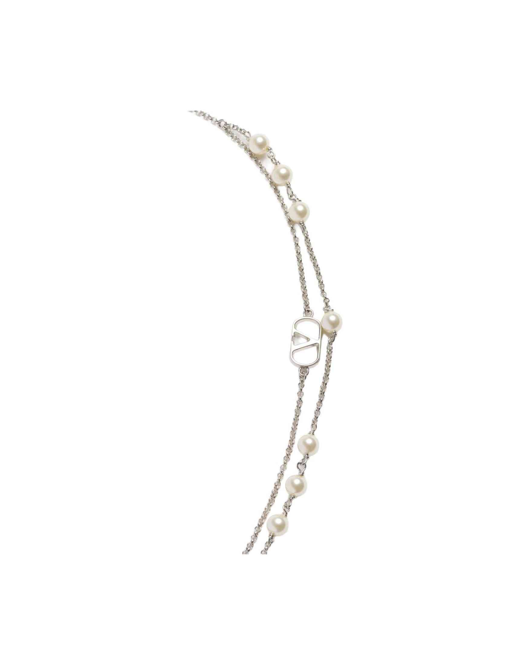Valentino Garavani Vlogo Signature Metal Necklace with Swarovski Pearls Glam Steals