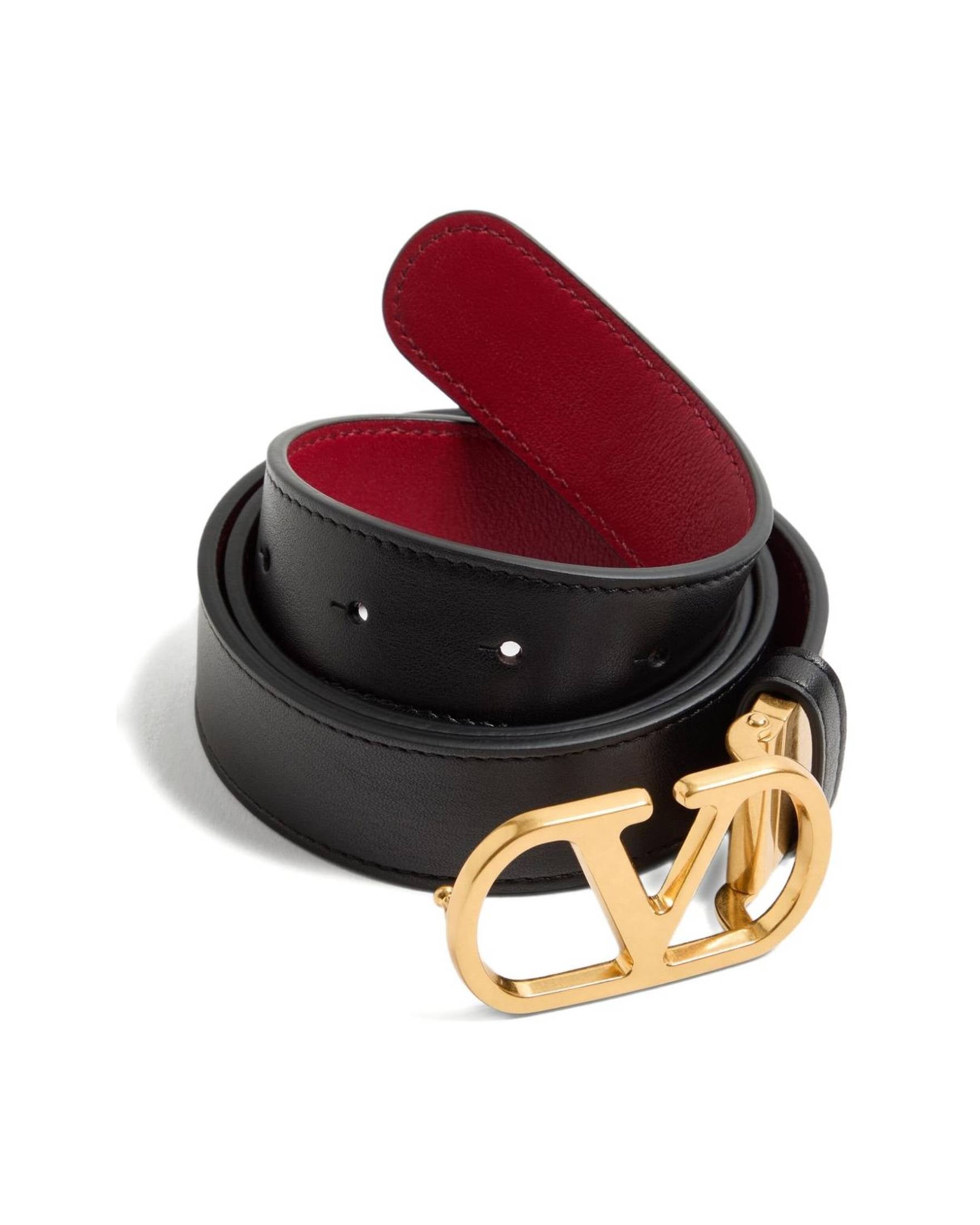 Valentino Garavani Vlogo Signature Reversible Belt in Shiny Calfskin 20mm Glam Steals
