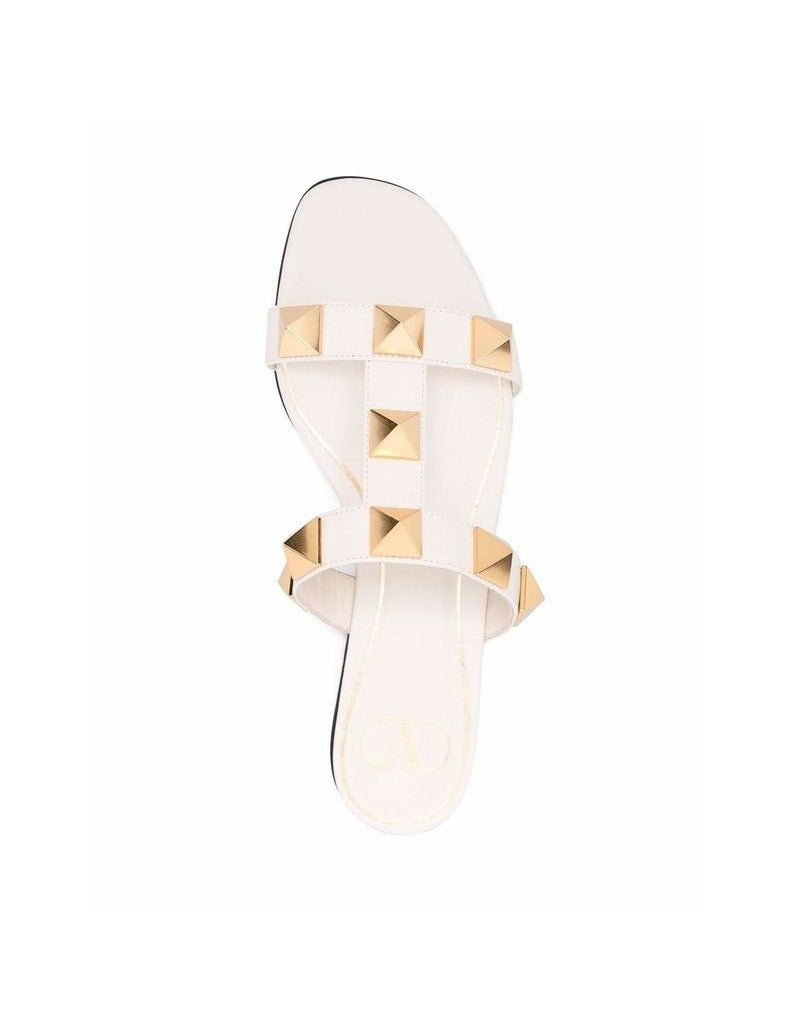 Valentino Garavani White Calfskin Flat Sandals Glam Steals
