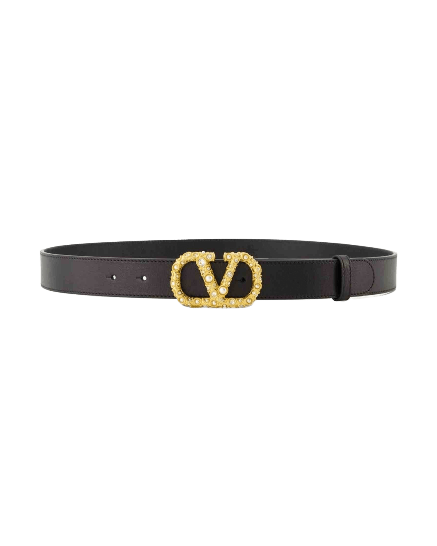 Valentino Garavani Leather Crystal Embellishment Vlogo Signature Belt Glam Steals