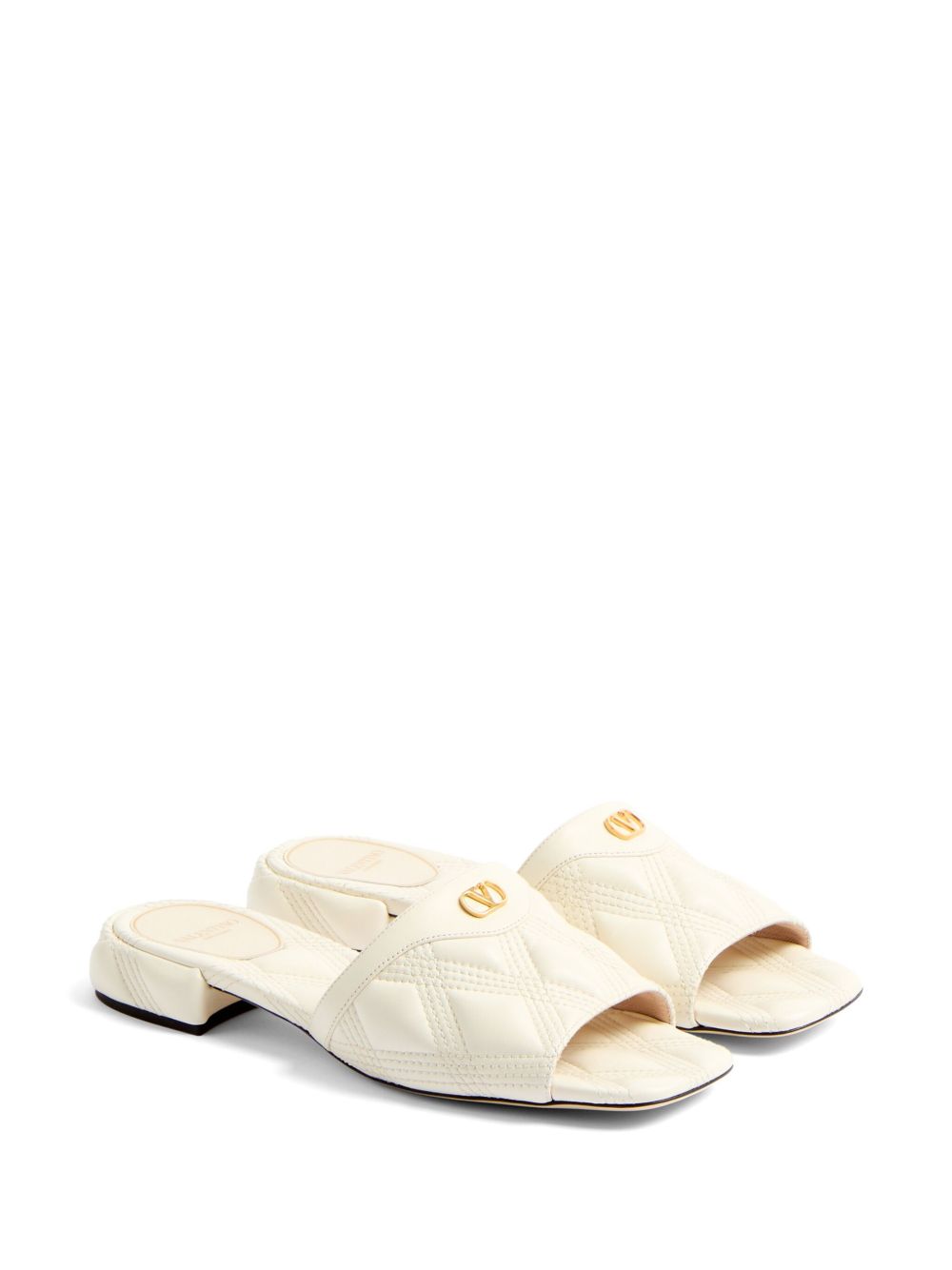 Valentino Leather Garavani Quiltie 67 Slide Sandals in 20mm Quilted Nappa