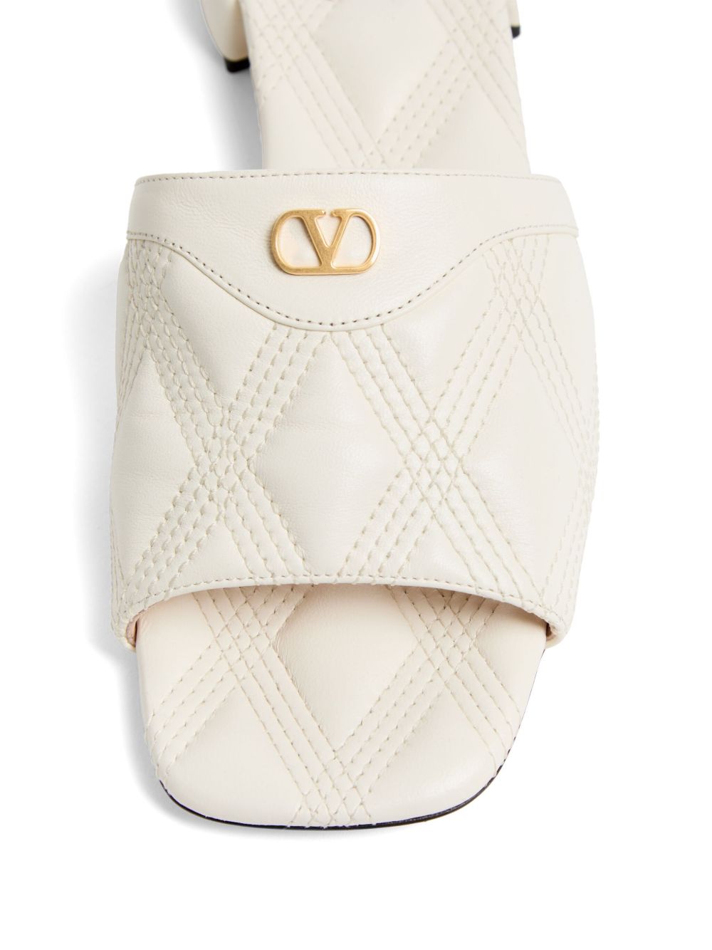 Valentino Leather Garavani Quiltie 67 Slide Sandals in 20mm Quilted Nappa