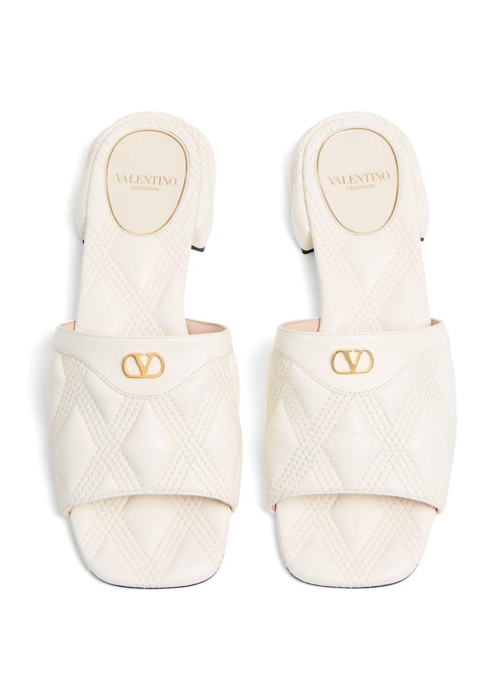 Valentino Leather Garavani Quiltie 67 Slide Sandals in 20mm Quilted Nappa