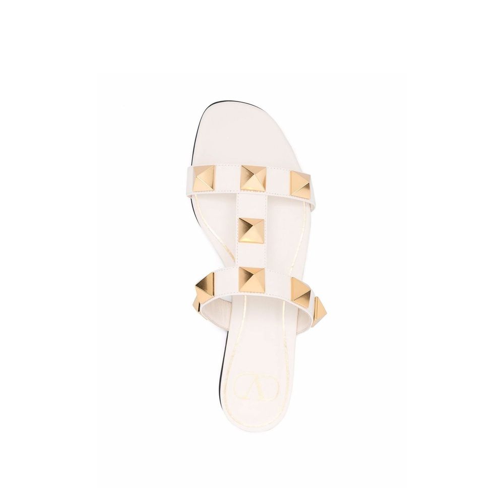 Valentino Leather Garavani Roman Stud Flat Sandals Glam Steals
